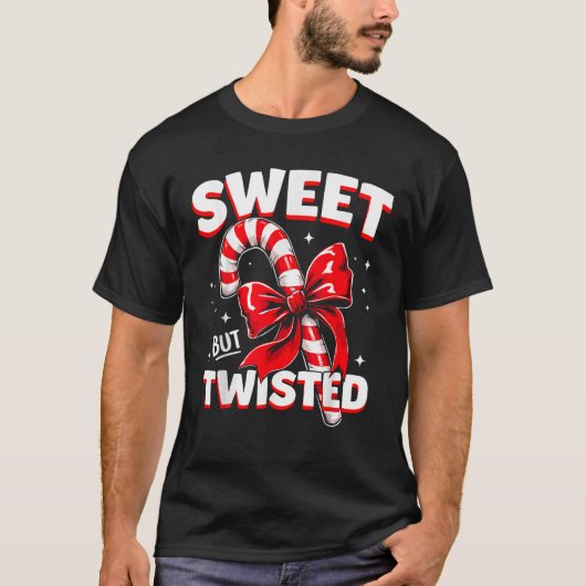 Sweet But Twisted Candy Cane Christmas Xmas Adult  Tシャツ (正面)