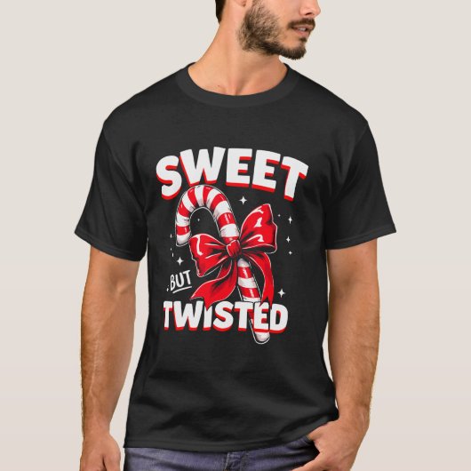 Sweet But Twisted Candy Cane Christmas Xmas Adult  Tシャツ (正面)