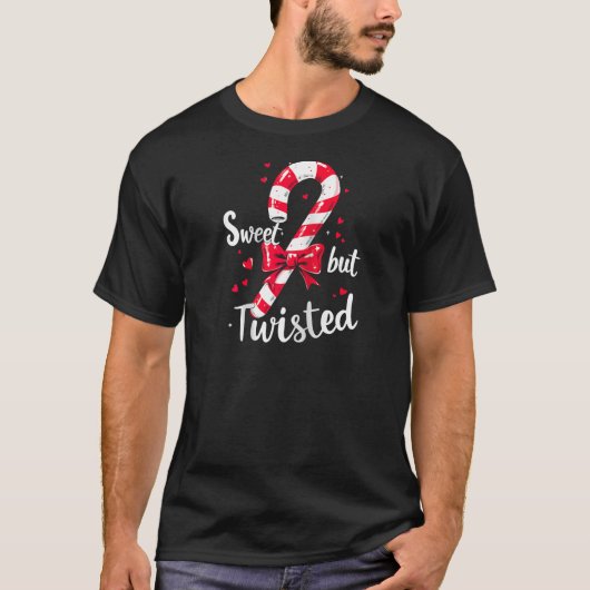 Sweet But Twisted Candy Cane Christmas Xmas Adult  Tシャツ (正面)