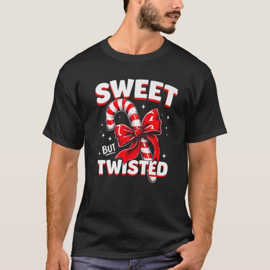 Sweet But Twisted Candy Cane Christmas Xmas Adult Tシャツ (正面)