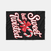 Sweet But Twisted Candy Cane Funny Christmas  フリースブランケット (正面(横))