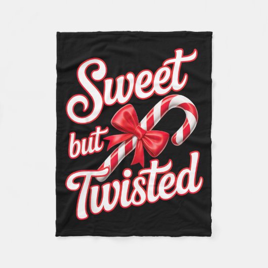 Sweet But Twisted Candy Cane Funny Christmas  フリースブランケット (正面)