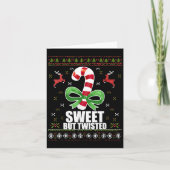 Sweet But Twisted Funny Candy Cane Ugly Christmas  カード (正面)