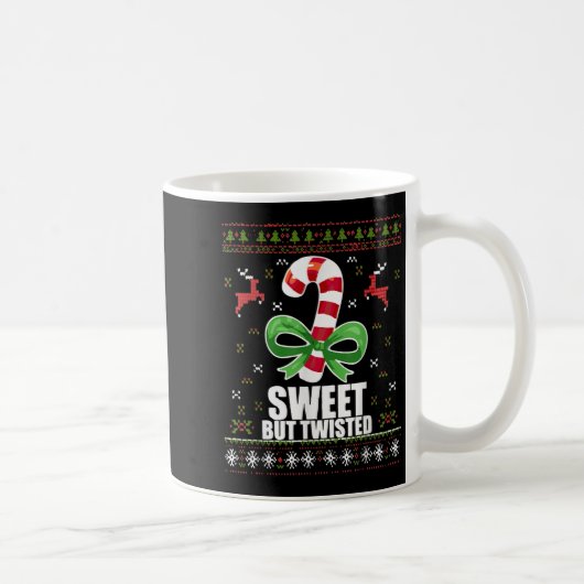 Sweet But Twisted Funny Candy Cane Ugly Christmas コーヒーマグカップ (右)