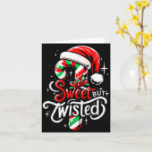Sweet But Twisted Funny Christmas Candy Cane Xmas  カード (黄色い花)