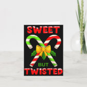 Sweet But Twisted Funny Christmas Candy Cane Xmas  カード (正面)