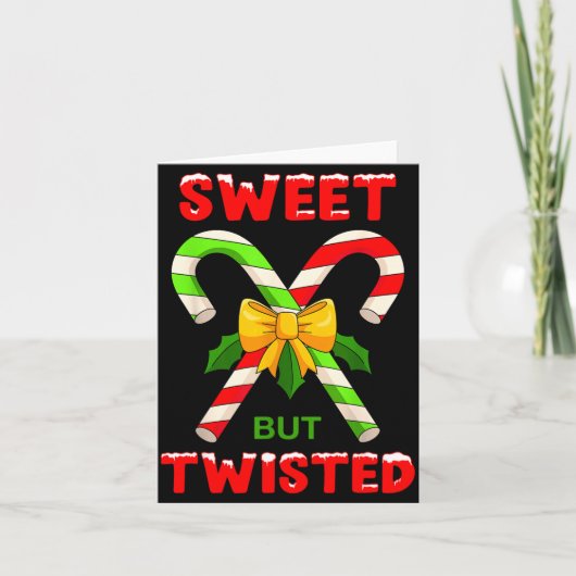 Sweet But Twisted Funny Christmas Candy Cane Xmas  カード (正面)