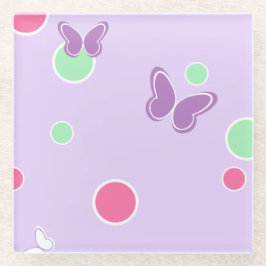 sweet butterflies and polka dots ガラスコースター