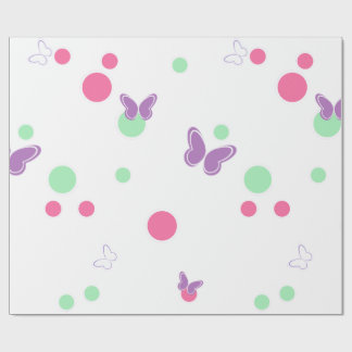 sweet butterflies and polka dots ラッピングペーパー