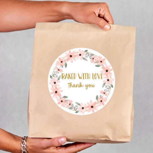 Sweet Cake "Baked with love" Sticker ラウンドシール