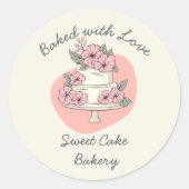 Sweet Cake Bakery Baked with love ラウンドシール (正面)