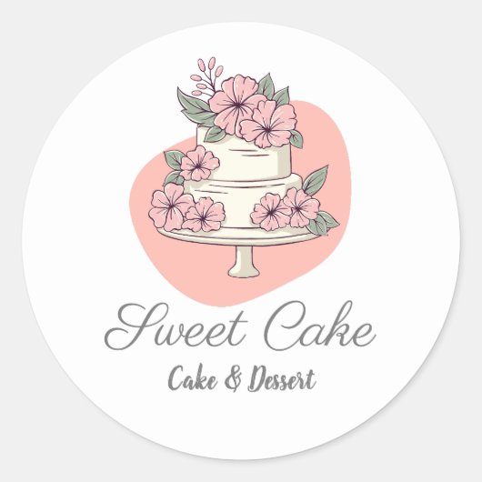 Sweet Cake Bakery Cake & Dessert Logo ラウンドシール (正面)