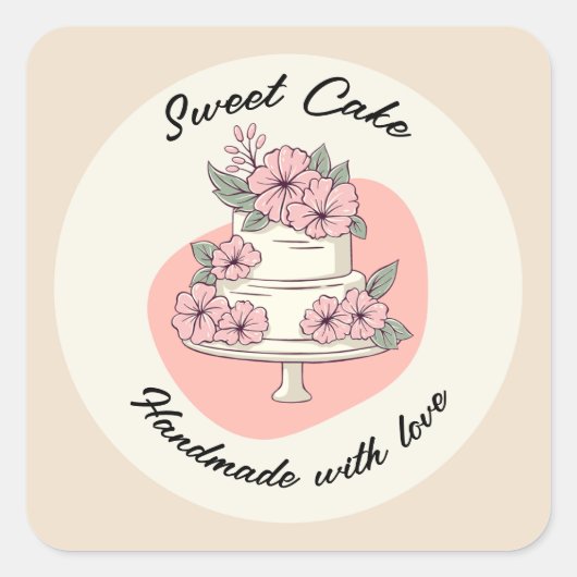 Sweet Cake Bakery Logo スクエアシール (正面)