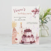 Sweet Cake Birthday Girl Party 招待状 (スタンド正面)