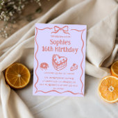 Sweet Cake & Bow Pastel Pink 16th Birthday Party 招待状