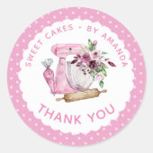 Sweet Cakes Pink Thank you ラウンドシール (正面)