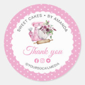 Sweet Cakes Pink Thank you ラウンドシール (正面)