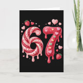 Sweet Candy 67 Strawberry Heart Drip Cute Valentin カード (正面)