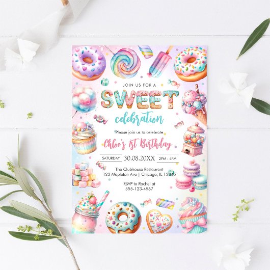 Sweet Candy Birthday Party Invitation 招待状