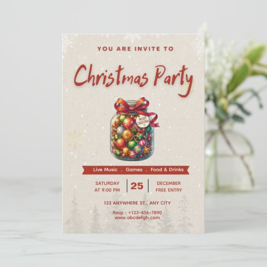 🍬🎄Sweet Candy Christmas Editable 5x7” Invitation 招待状 (スタンド正面)