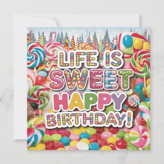 Sweet Candyland Birthday Design – Fun & Colorful  カード (正面)