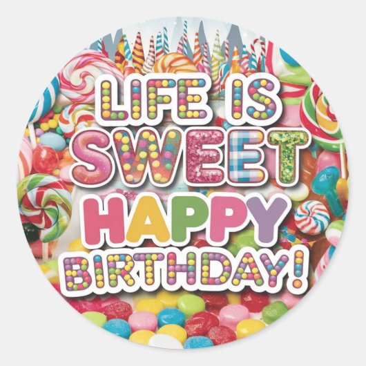 Sweet Candyland Birthday Design – Fun & Colorful  ラウンドシール (正面)