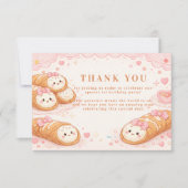 Sweet Cannoli Bakery Bow 1st Birthday サンキューカード (正面)