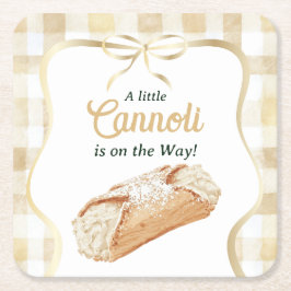 Sweet Cannoli Neutral Beige Italian Baby Shower スクエアペーパーコースター