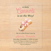 Sweet Cannoli Pink Bow Girl Italian Baby Shower アクリル招待状 (正面)