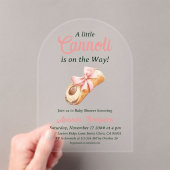 Sweet Cannoli Pink Bow Girl Italian Baby Shower アクリル招待状 (インサイチュ (ポータブル))