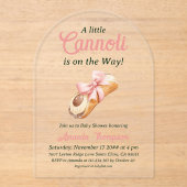 Sweet Cannoli Pink Bow Girl Italian Baby Shower アクリル招待状 (正面)