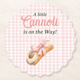 Sweet Cannoli Pink Bow Girl Italian Baby Shower ペーパーコースター