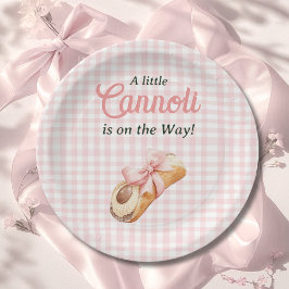 Sweet Cannoli Pink Bow Girl Italian Baby Shower ペーパープレート