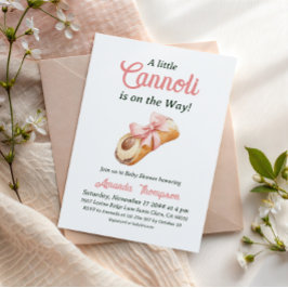 Sweet Cannoli Pink Bow Girl Italian Baby Shower 招待状