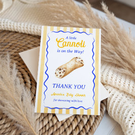 Sweet Cannoli Yellow Blue Italian Baby Shower サンキューカード