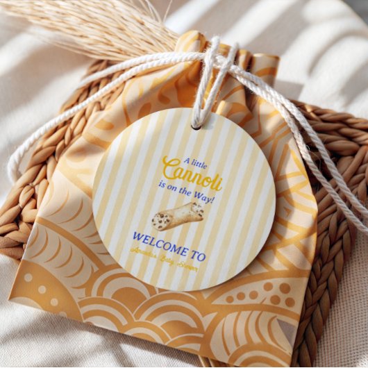 Sweet Cannoli Yellow Blue Italian Baby Shower フェイバータグ