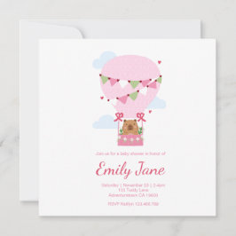 Sweet Capybara Baby Shower Invitation Baby Girl 招待状