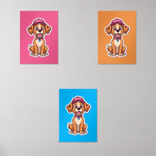 Sweet Cartoon Dog – Happy Puppy in Cap Sticker (正面)