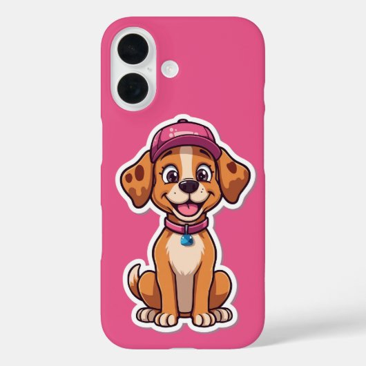 Sweet Cartoon Dog – Happy Puppy in Cap Sticker Case-Mate iPhoneケース (裏面)
