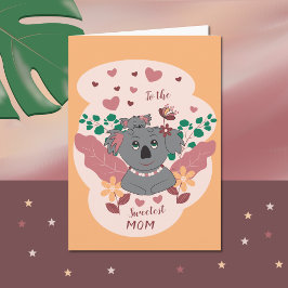 Sweet Cartoon Koalas Mother's Day Card カード
