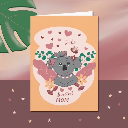 Sweet Cartoon Koalas Mother's Day Card カード