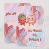 Sweet Cartoon Party Bithday 招待状 (正面/裏面)