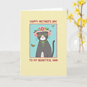 Sweet Cat Moms Day Art Card カード (黄色い花)