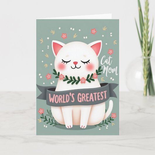 Sweet Cat Moms Day Illustration Card カード (正面)