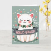 Sweet Cat Moms Day Illustration Card カード (黄色い花)