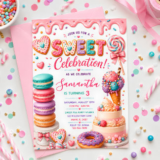 Sweet Celebration キャンディランド ガール バースデー 招待状
