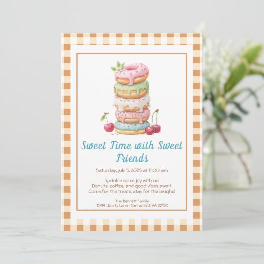 Sweet Celebration Invite – Colorful Donuts Party  招待状 (スタンド正面)