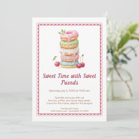 Sweet Celebration Invite – Colorful Donuts Party  招待状 (スタンド正面)