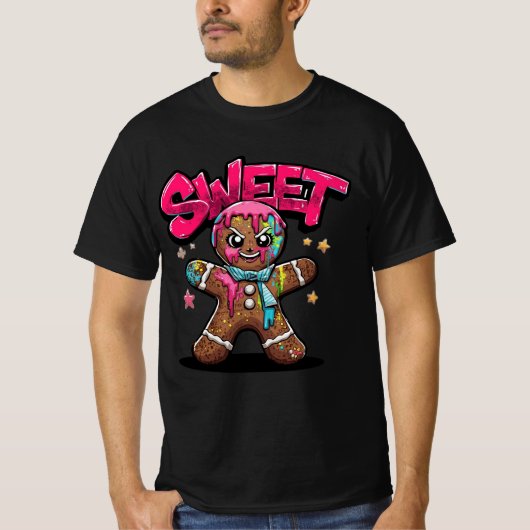 Sweet Chaos – Graffiti Gingerbread Christmas Shirt Tシャツ (正面)