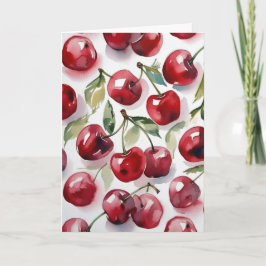 Sweet cherries colorful watercolor cherry art カード